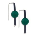 Green rubber ball earrings made with sterling silver. Bold, fun earring design.