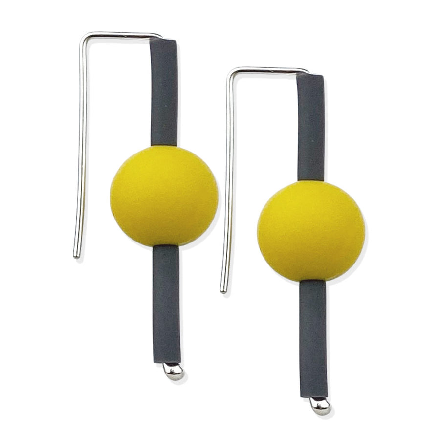 modern rubber earrings mustard/grey