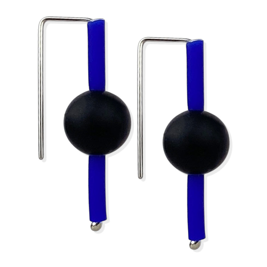 modern rubber earrings black/blue