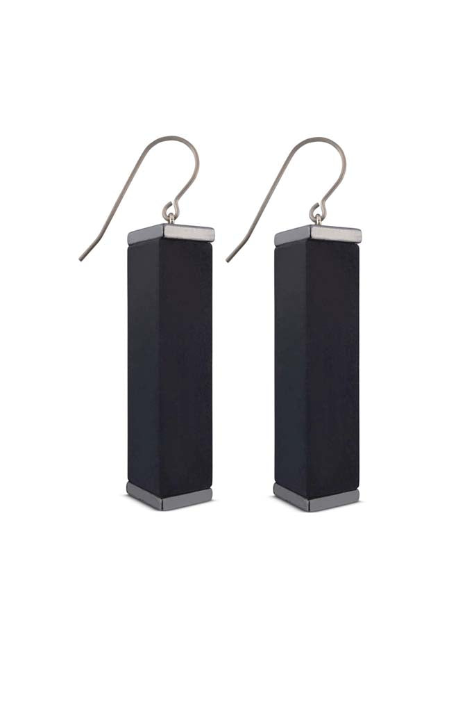 black tower earrings  on a white background