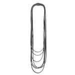 black layered rubber necklace on a white background