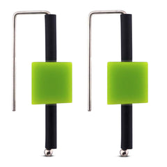 green rubber cube sterling silver earrings.