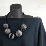 cream and grey, chunky felt necklace