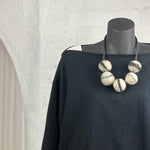 cream and grey, chunky felt necklace