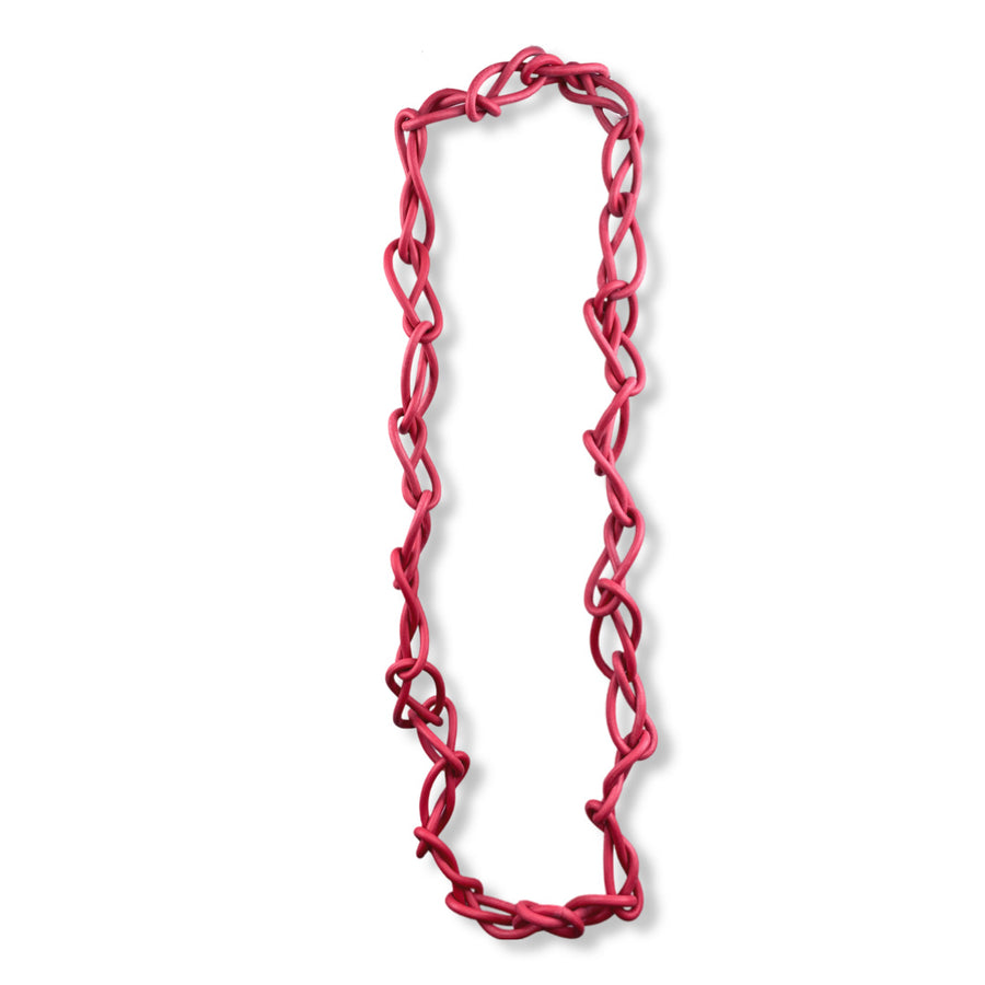 chunky long red rubber necklace