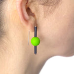 Lime green rubber fun earrings made with sterling silver. Bold, fun design.