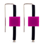 hot pink rubber cube sterling silver earrings.