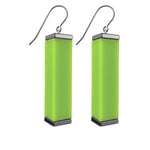 green tower earrings  on a white background