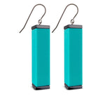 teal tower earrings  on a white background