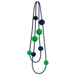 bold colour felt necklace kelly green and black