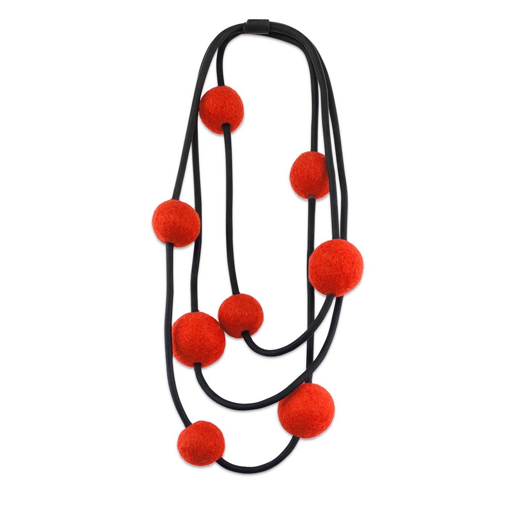 bold colour felt necklace orange
