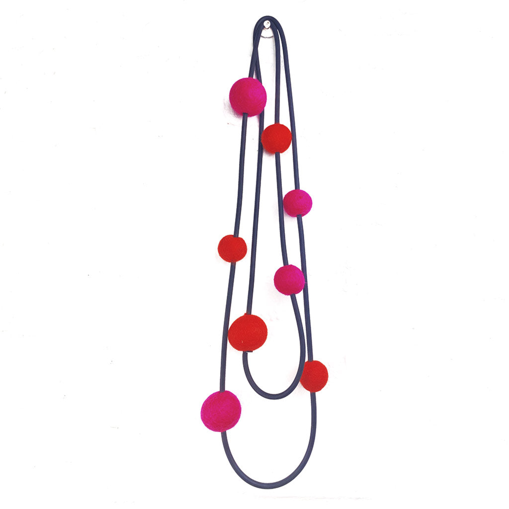 bold colour felt necklace pink and orange