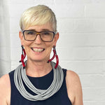 red earrings made from recycled acrylic