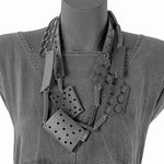 Wearable Art jewellery made from recycled rubber