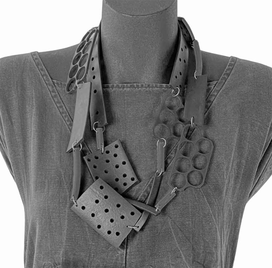 Wearable Art jewellery made from recycled rubber