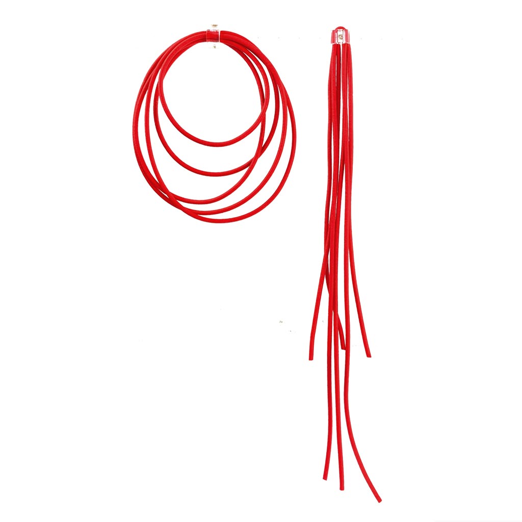 red rubber earrings