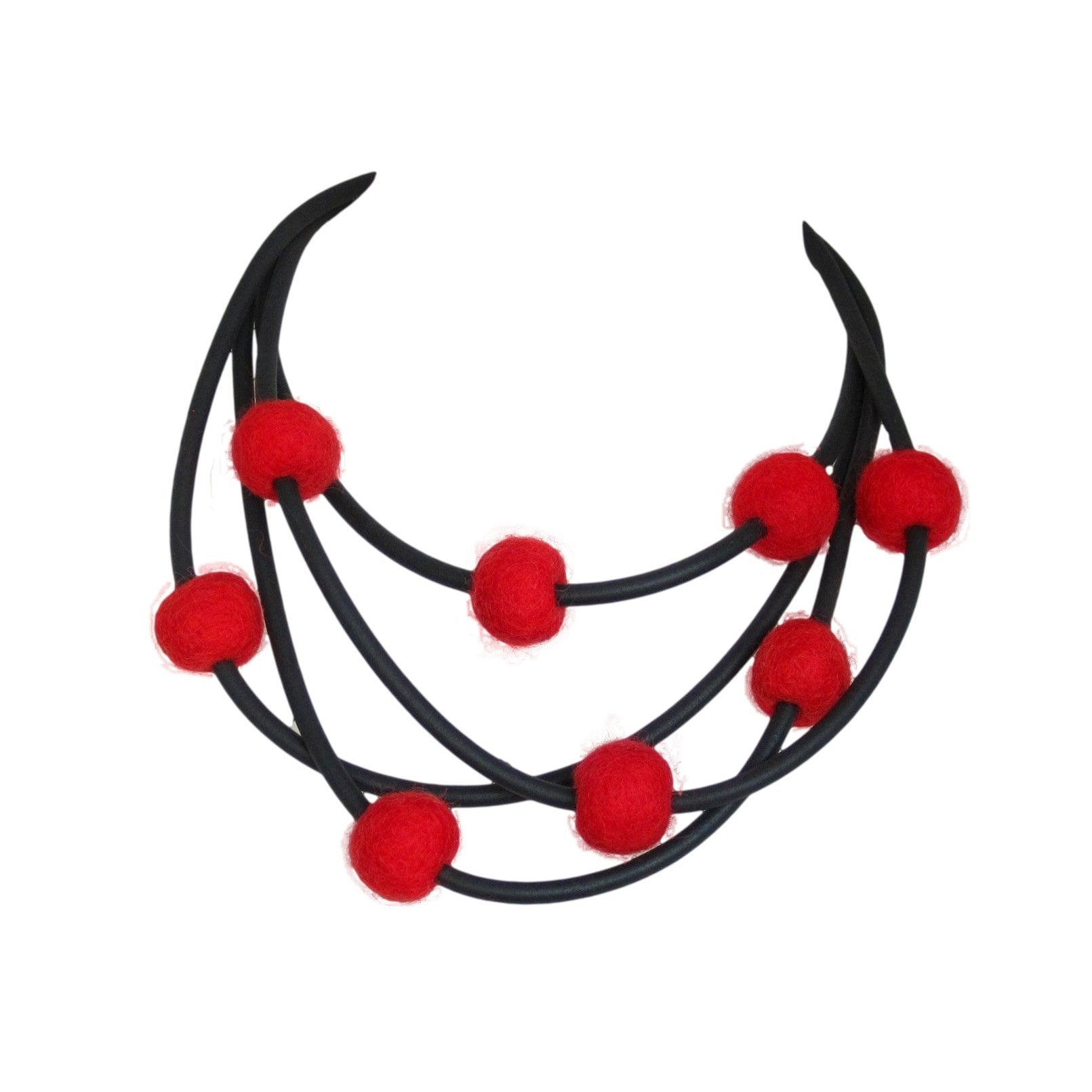 rubber and felt necklace
