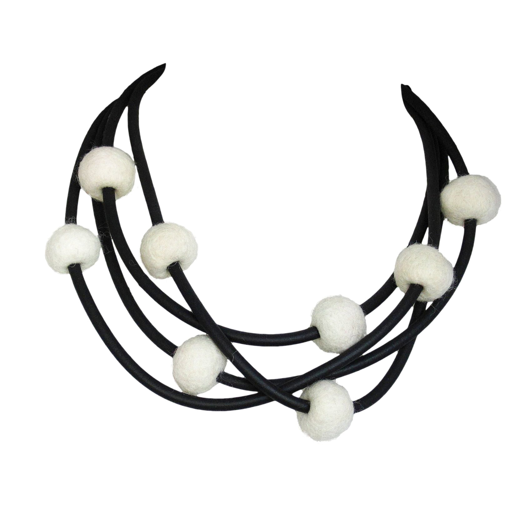 rubber and felt necklace