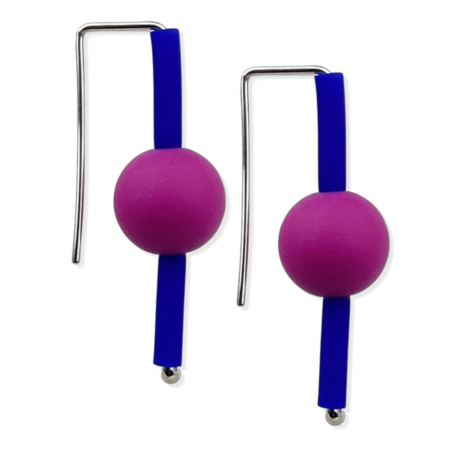 modern rubber earrings pink/blue