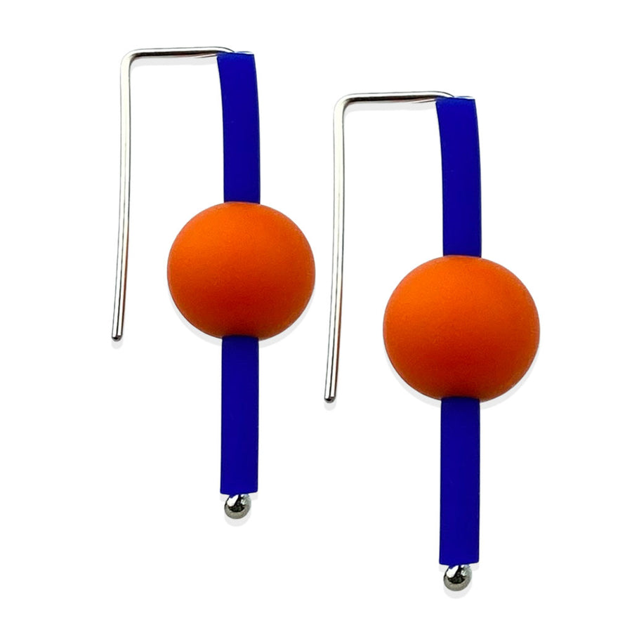 modern rubber earrings blue/orange