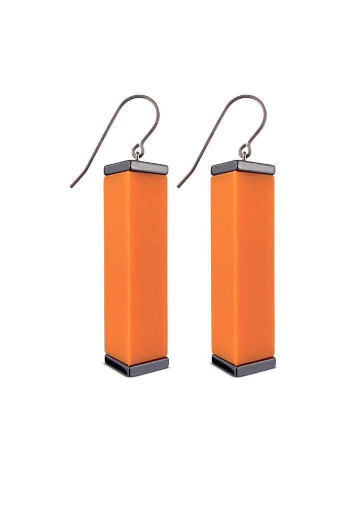 orange tower earrings  on a white background