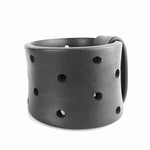 wide rubber bangle with holes on a white background
