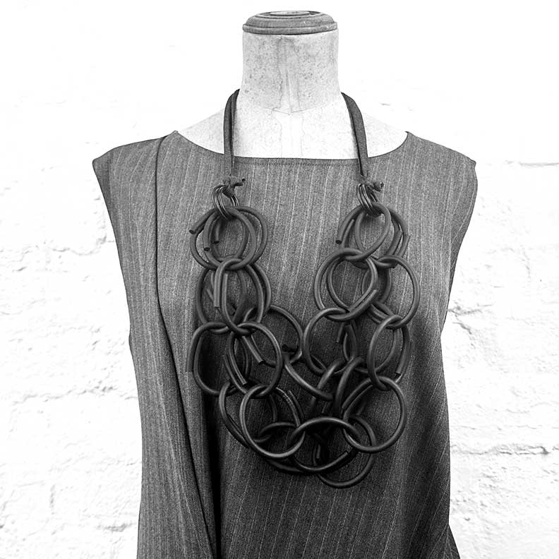 3 strand rubber chain necklace black original design