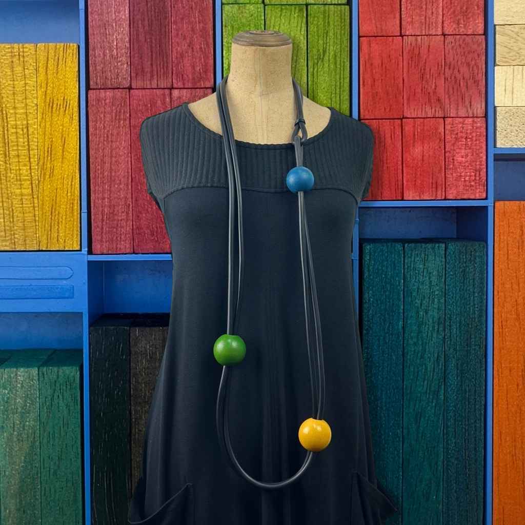 123 Wooden Bead and Rubber Necklace