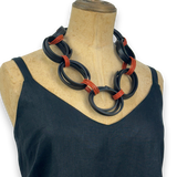 Short Rubber Chain Necklace -thin black rubber strips