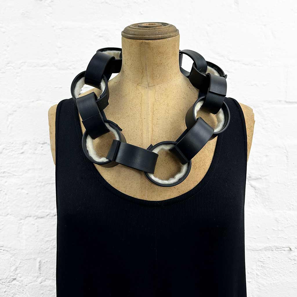 Short Rubber & Felt Chain Necklace
