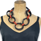 Short Rubber Chain Necklace -thin black rubber strips