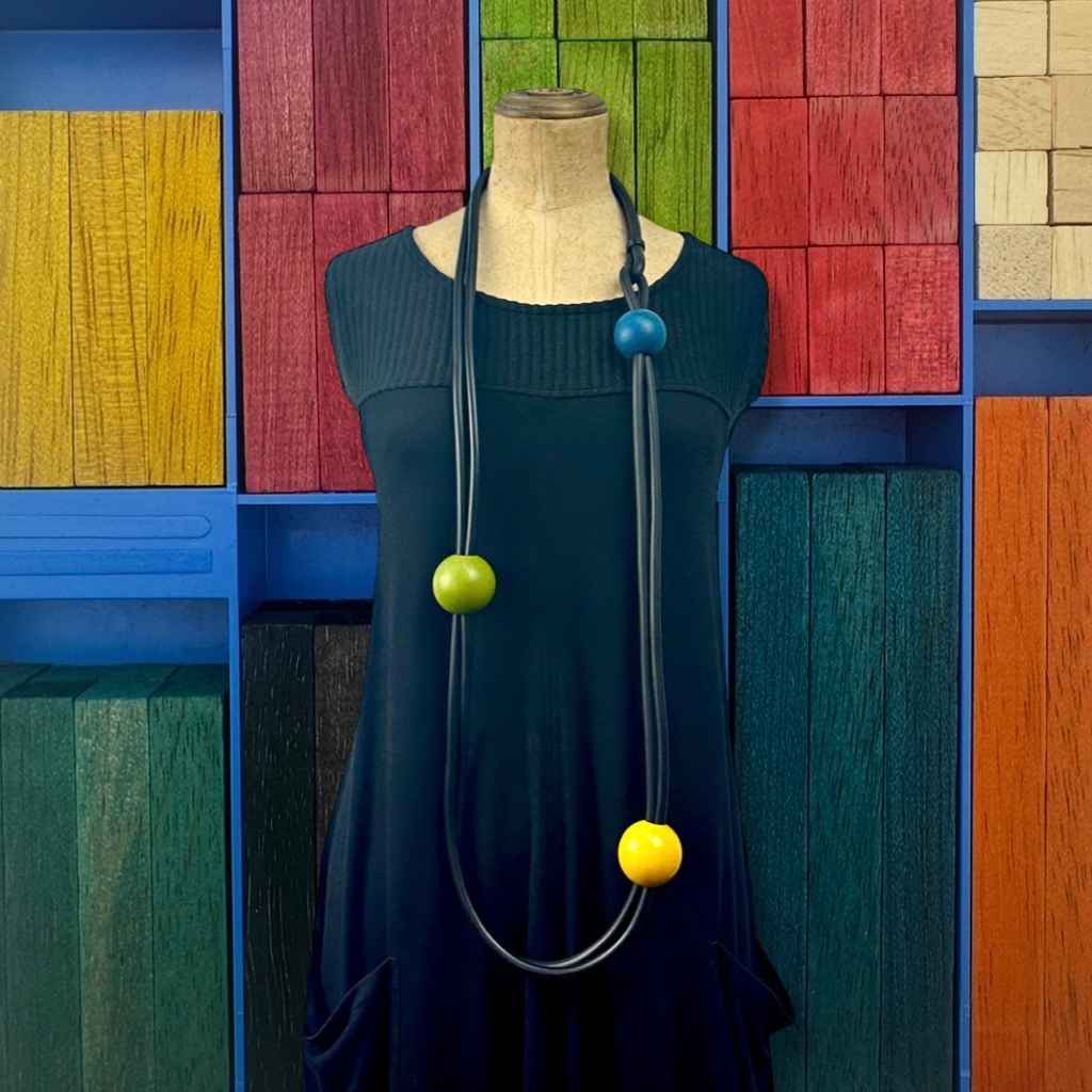 123 Wooden Bead and Rubber Necklace