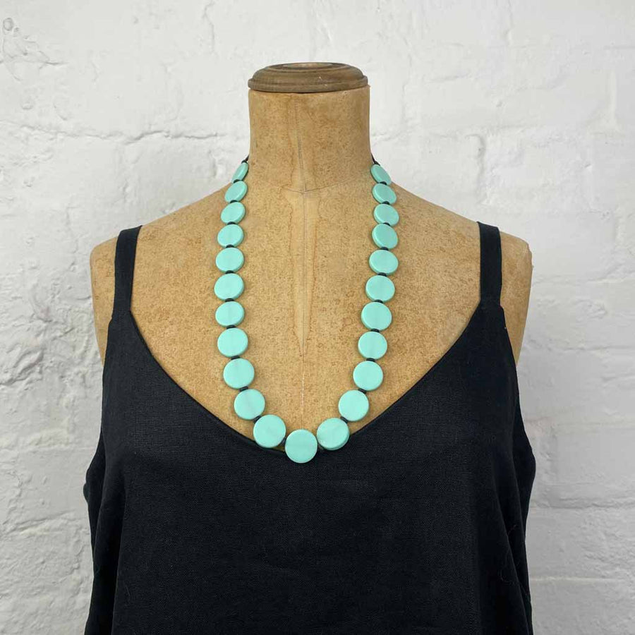 Resin bead necklace- light teal