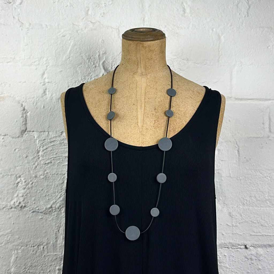 Resin disk necklace- grey