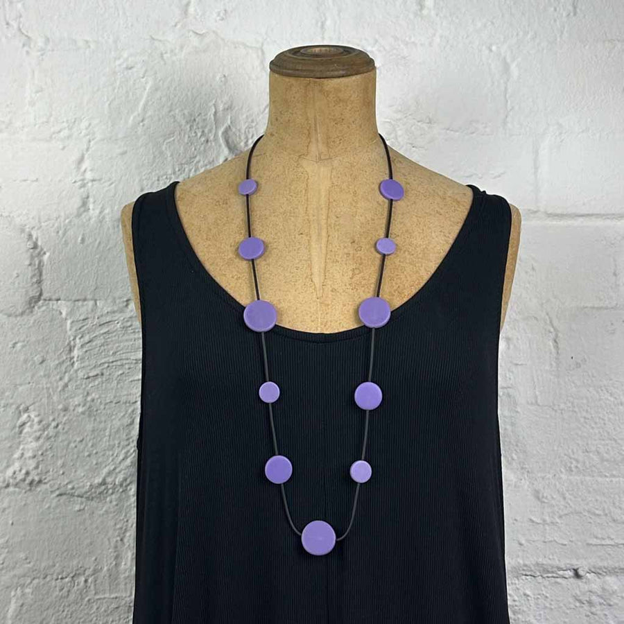 Resin disk necklace- lilac