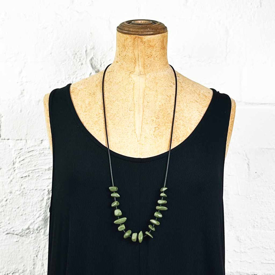 Resin bead necklace- olive nuggets