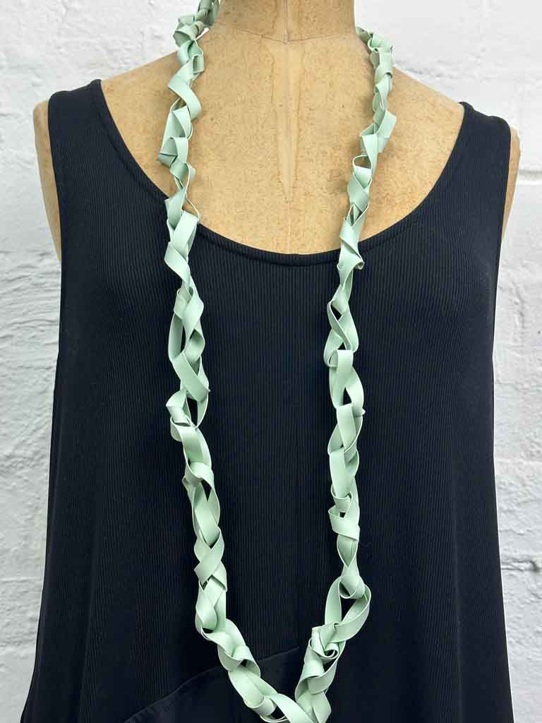 chaotic necklace wide rubber hand dyed end of stock pale spearmint