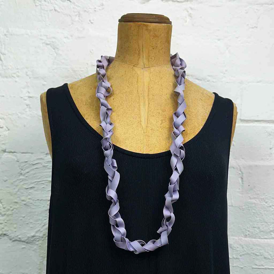 chaotic necklace wide rubber hand dyed end of stock dark lavender