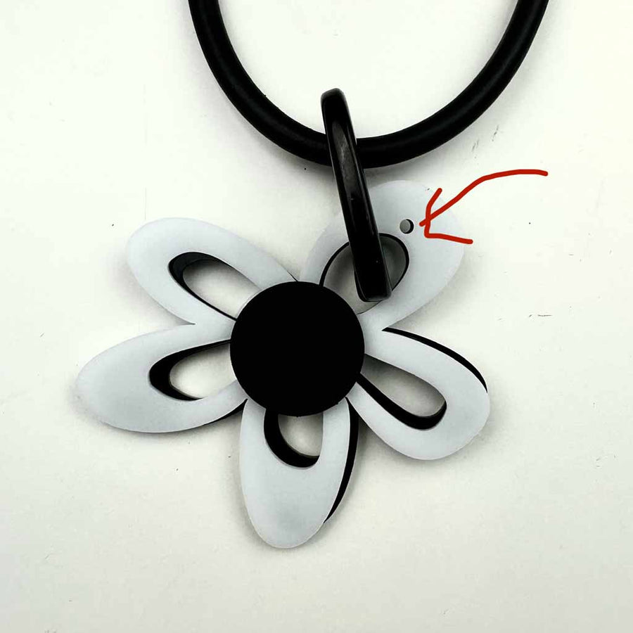 Black and White Flower Power Abstract Pendant