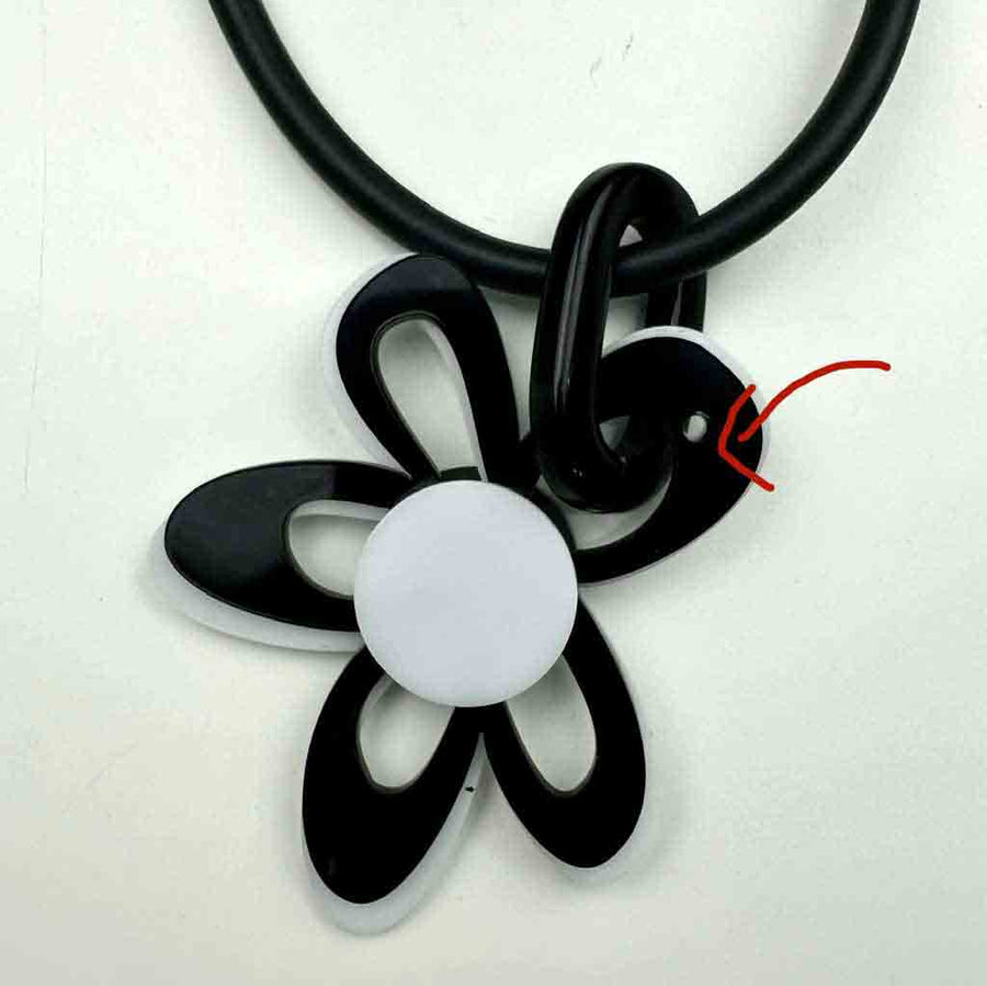 Black and White Flower Power Abstract Pendant