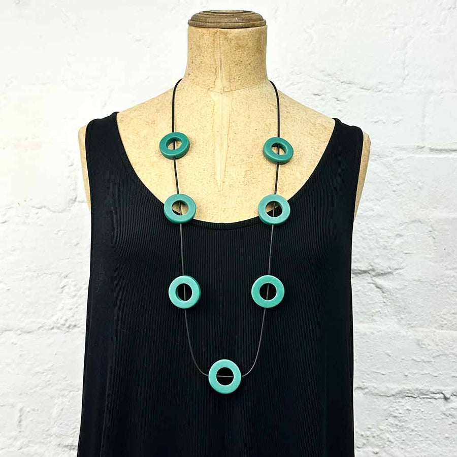 Large resin ring necklace-greenish teal