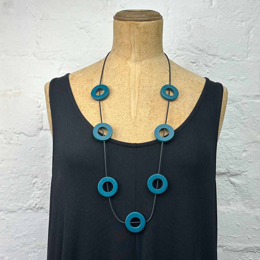 Large resin ring necklace-dark teal