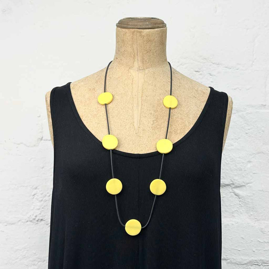 Resin disk necklace- lemon