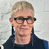 Rainfall, felt and black rubber earrings