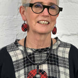 Rowan wearing perspex O necklace and perspex earrings for Frank Ideas