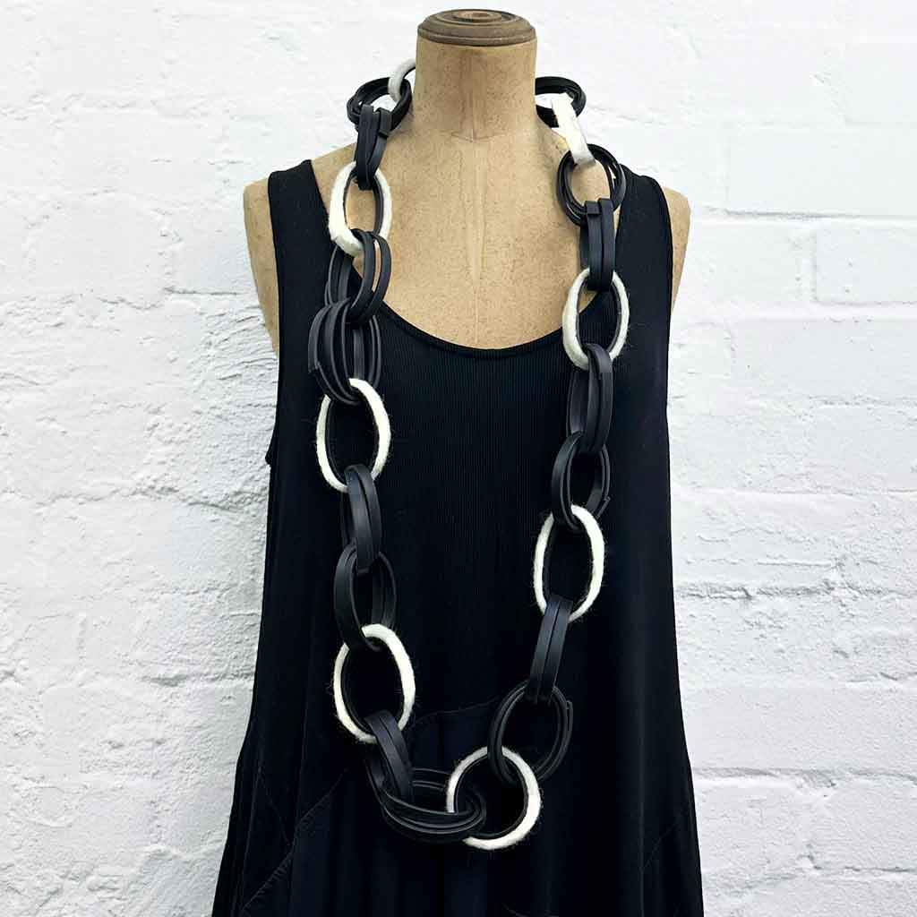 Long Felt & Rubber Chain Necklace