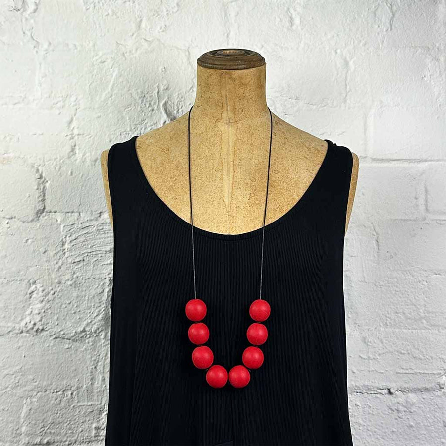 Resin ball necklace- red