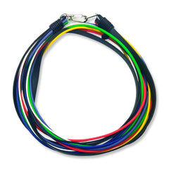 Bold, primary-coloured rubber necklace by Frank Ideas