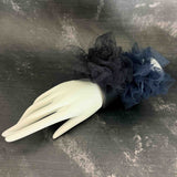 Two Fantasy Bangles in Black and midnight teal– wide black rubber bangle handmade by Frank Ideas