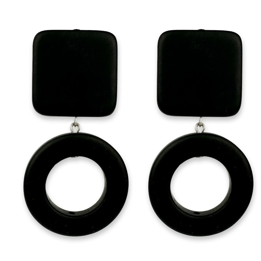 square + ring earrings